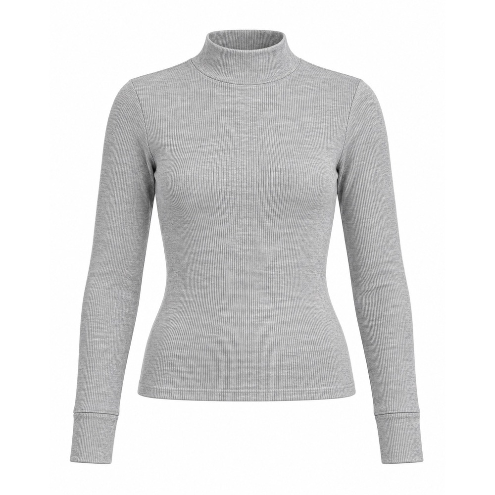 American Eagle Mock Neck Ribbed Long Sleeve Top Heather Gray Medium 0123